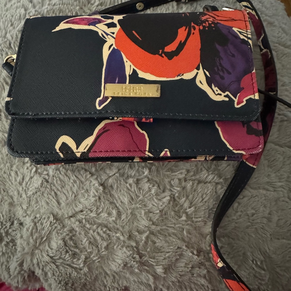 Trina Turk Floral Print Crossbody Bag - Black, Purple & Orange